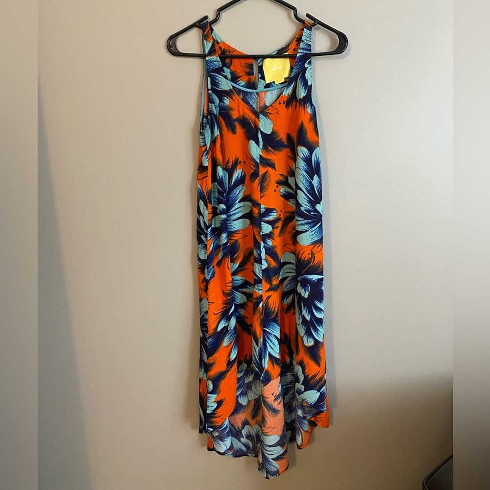 Anthropologie Maeve Floral Tropical Dress High Low Sleeveless Size 2